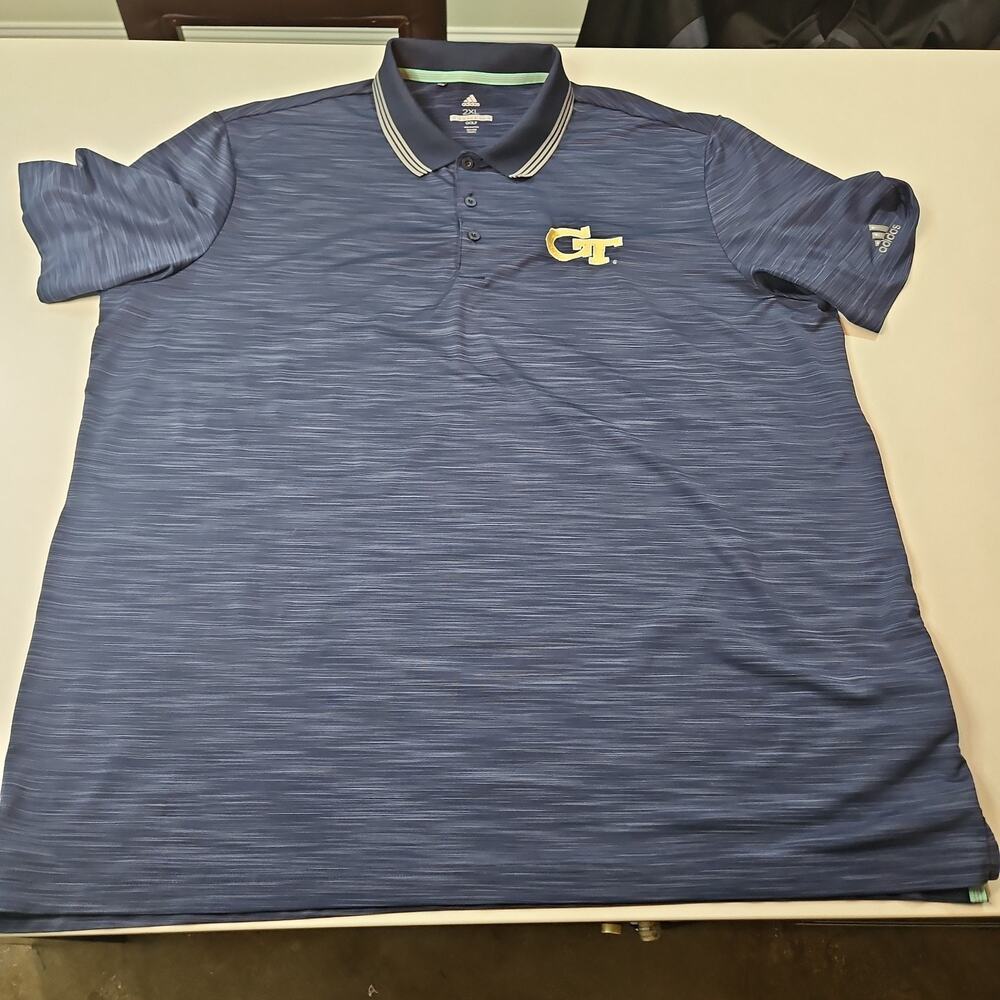 Adidas Men's Medium Georgia Tech GT Logo Performance Polo Shirt Blue 2XL
